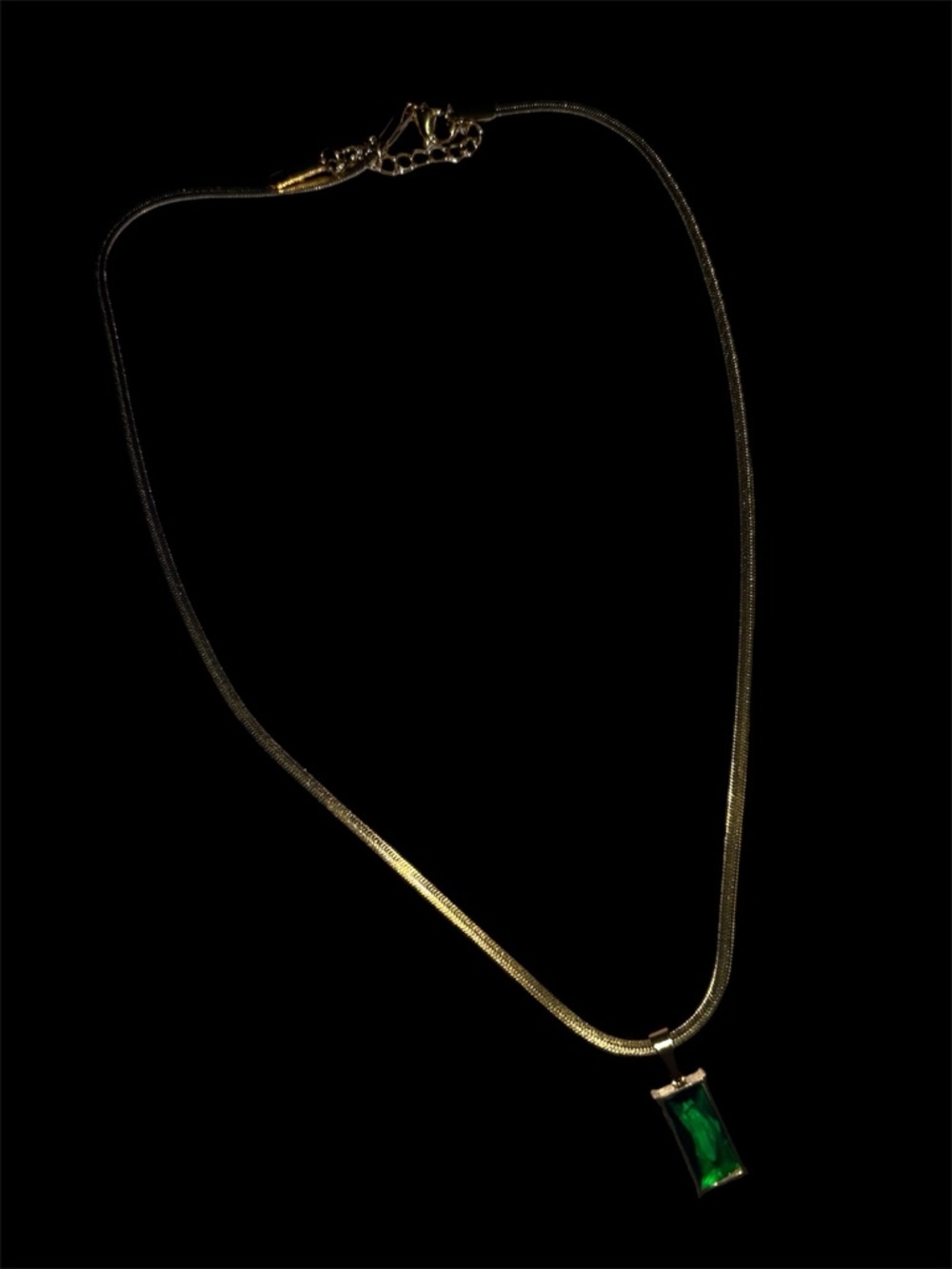 Rectangular Emerald Green Gemstone Gem Pendant 18… - image 6